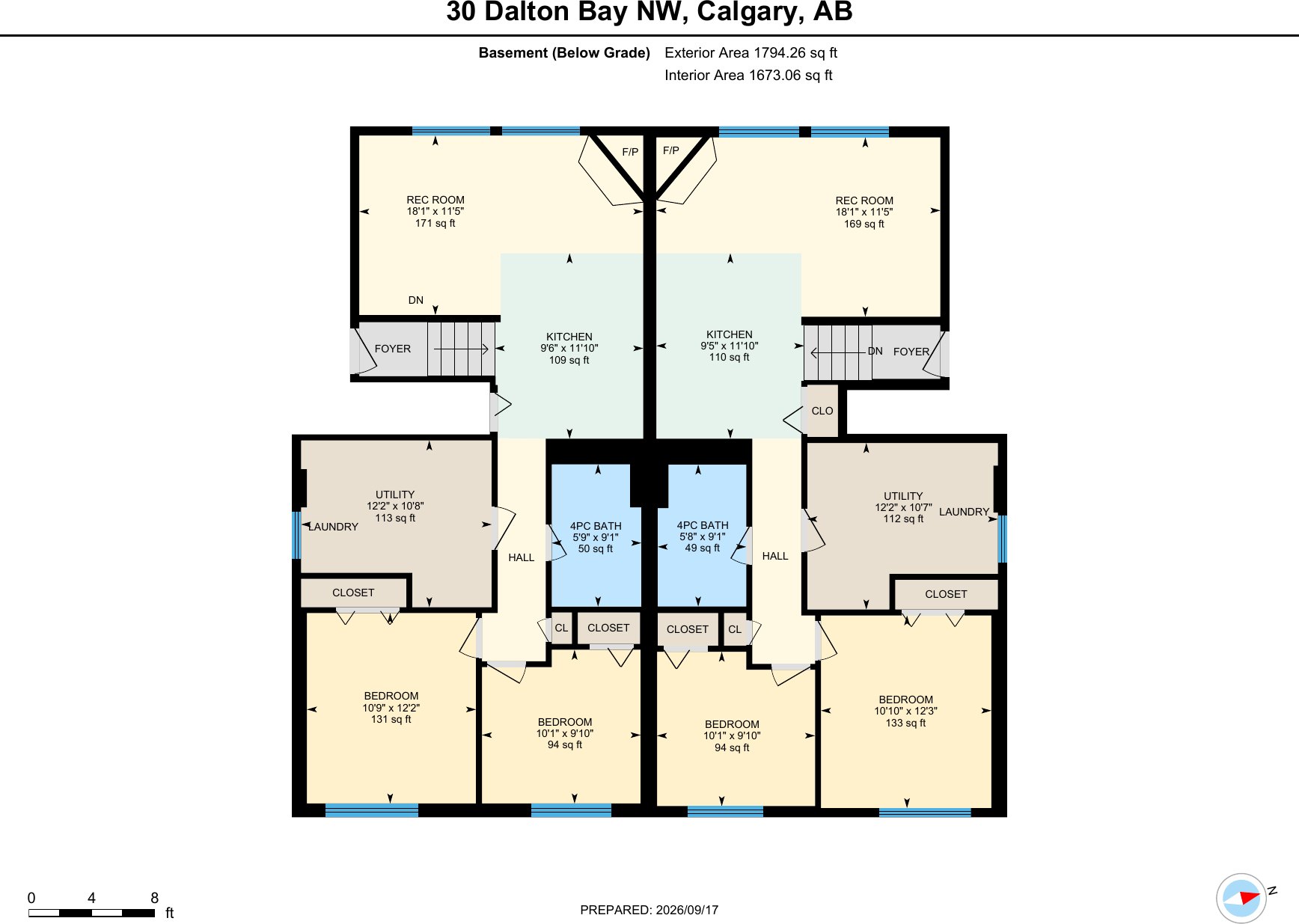 Basement floor plan, both lower suites
