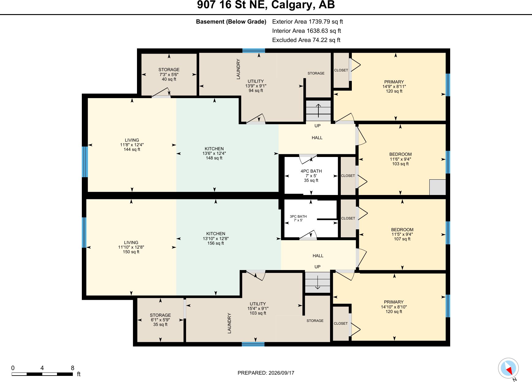 Basement floor plan, both lower suites