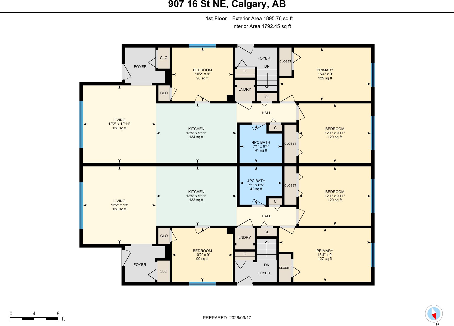 Main floor plan, both upper suites
